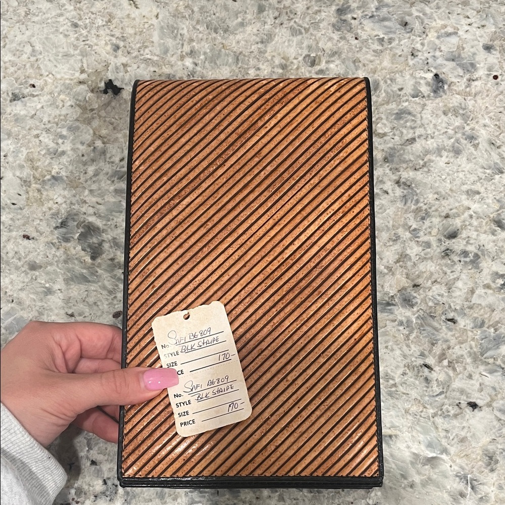 Striped Tan and Black Clutch
